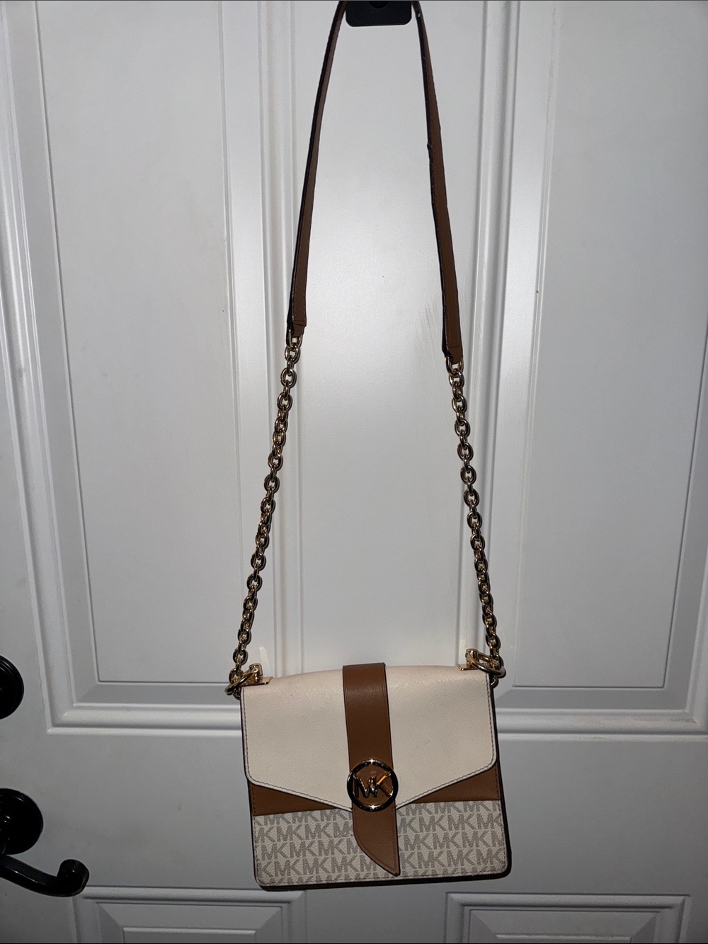 Michael Kors Cream, Brown & Tan Logo-Accent Crossbody Bag